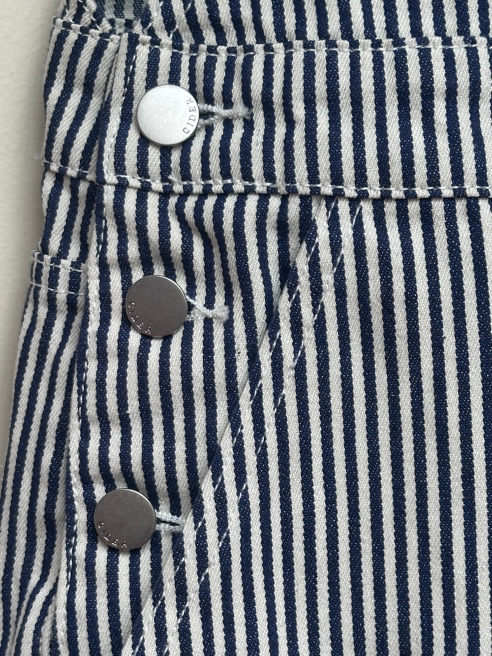 Cider Striped Wide Leg Overalls Blue White Size Large - Picture 3 of 15